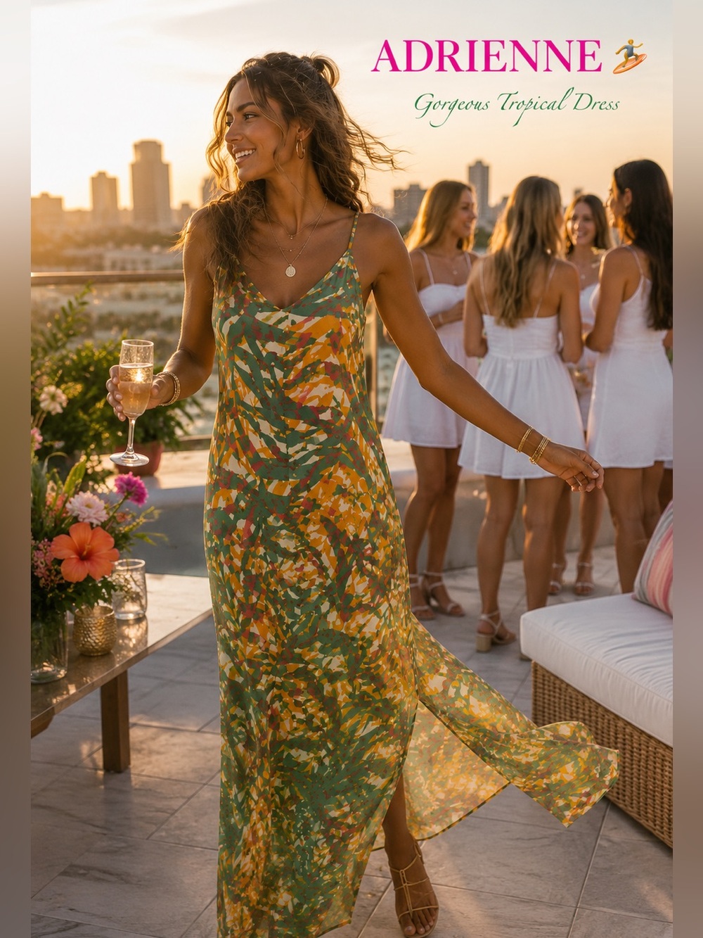 🏄Adrienne,Fly Boutique,USA, Gorgeous Tropical Dress,Excellent Condition,Size M